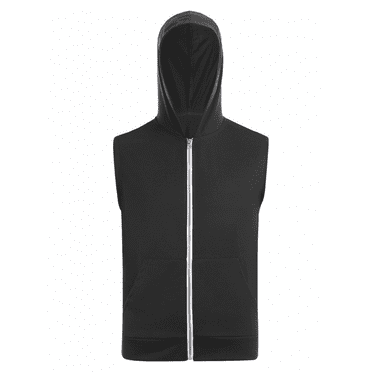 Men's Sleeveless Workout Hoodies Tank Tops Zip-up Hooded Vest Jacket with Kangaroo Pocket Muscle Tees Shirt