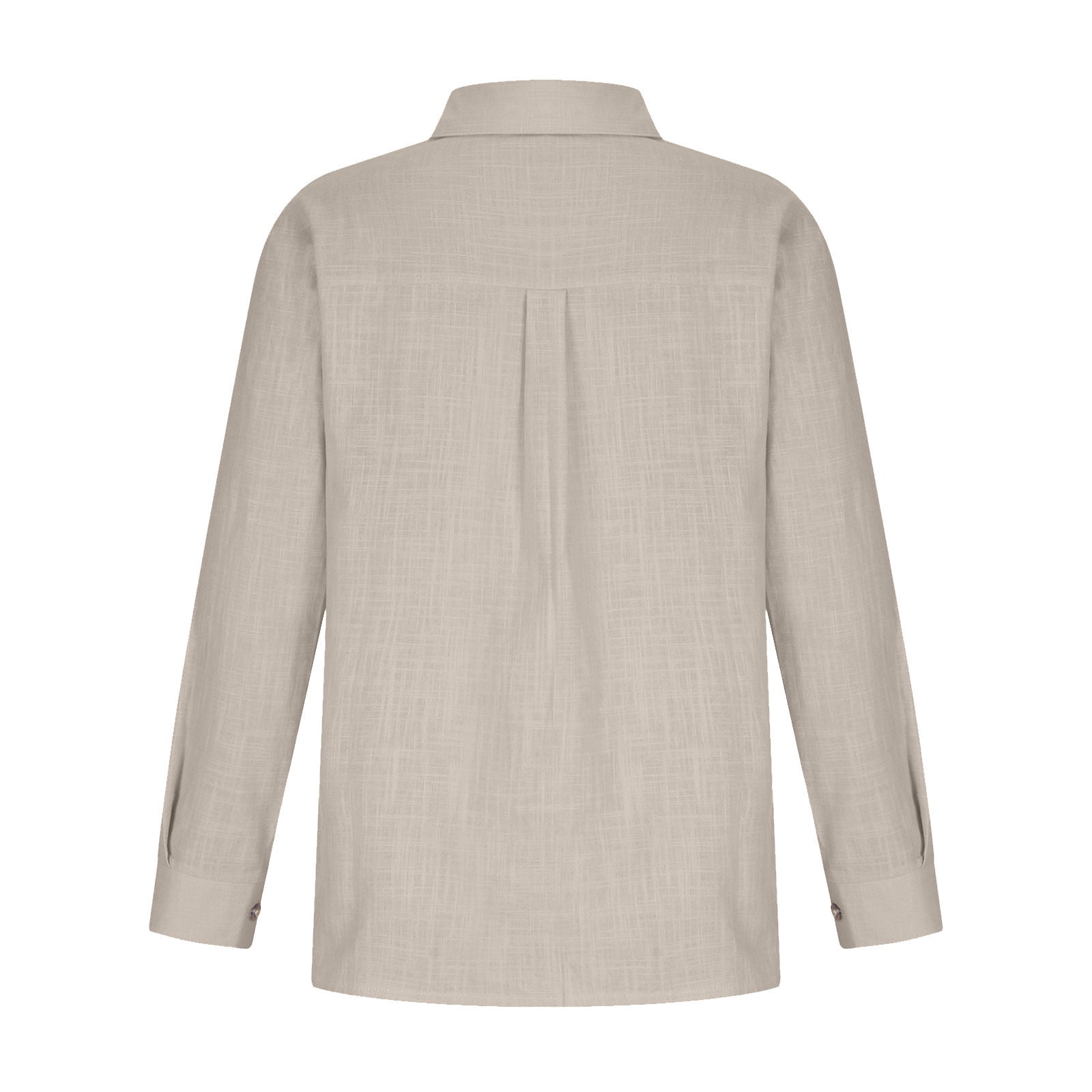 CFLVAEK Cotton Linen Tunic Shirts for Women Oversized 3/4 Length Sleeve Henley Shirts Baggy V Lapel Button Down Tops Solid Fall Going Out Blouses with 1 Pocket