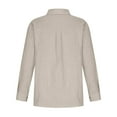 thumbnail image 5 of Lovskoo Cotton Linen Summer Tops for Women 2024 Button Down Collared Long Sleeve Solid Color Loose Blouse Casual Work Tunic Tops with Pocket Khaki, 5 of 9