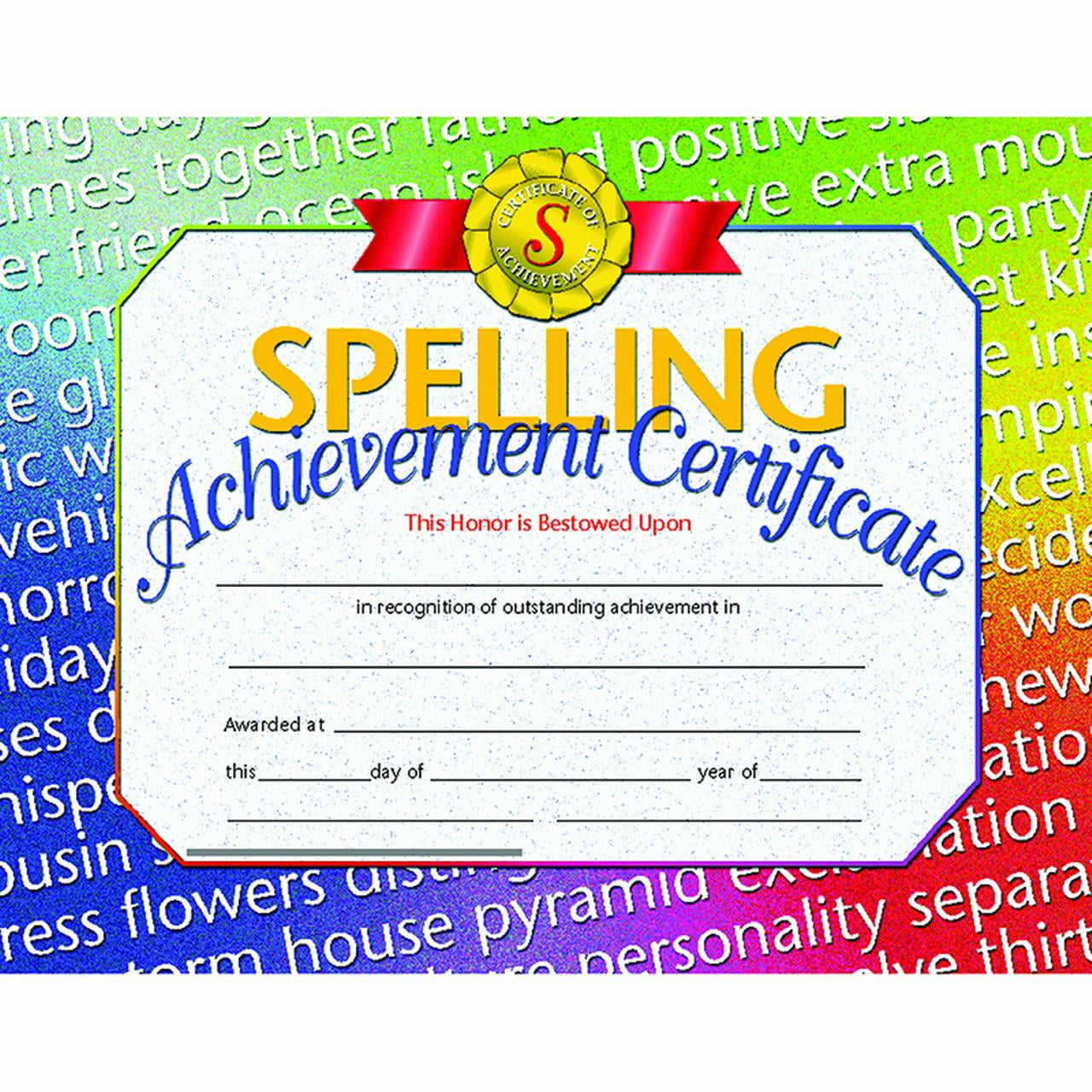 SPELLING ACHIEVEMENT 30/PK 8.5X11 CERTIFICATES INKJET LASER