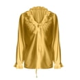 thumbnail image 4 of WHEANG Womens Tops V Neck Blouses for Women Dressy Casual Pleated Front Sleeved Shirt With Collar Exuding Flying Sleeve Womens Tops Womens Tops Hot Summer&nbsp;Sale Yellow M Summer Sales Under $6, 4 of 4