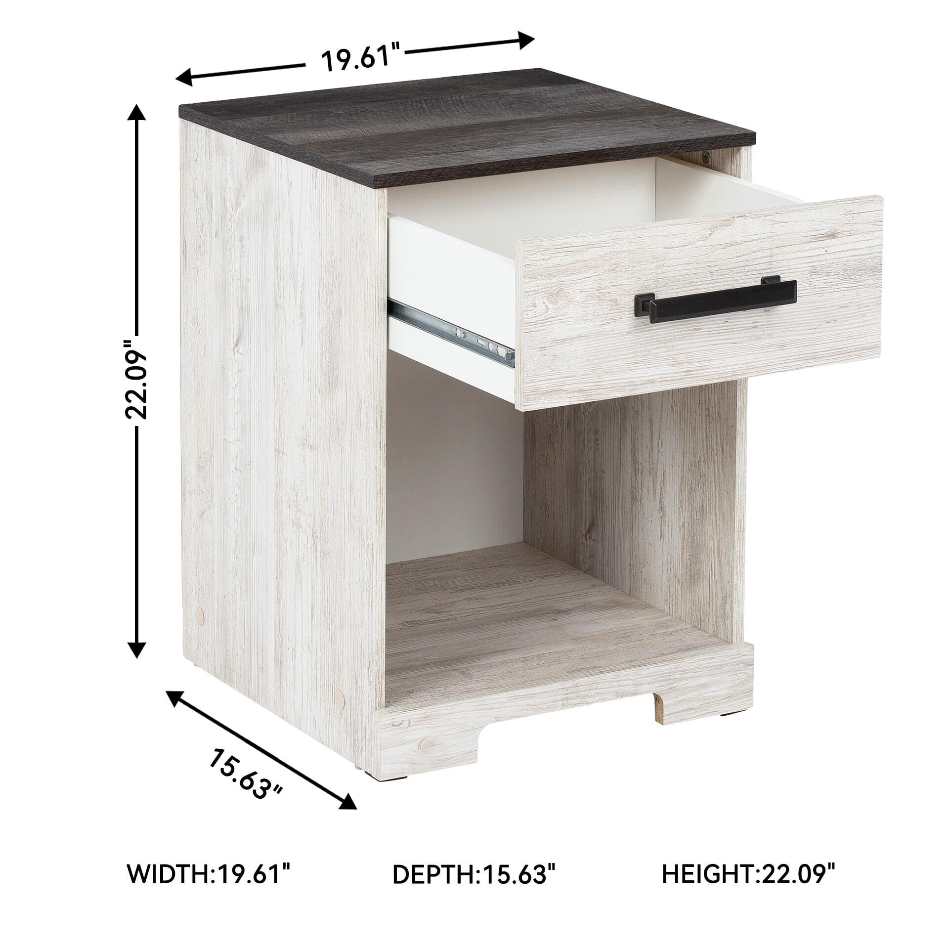 Signature Design by Ashley Casual Shawburn Nightstand Whitewash/Charcoal Gray