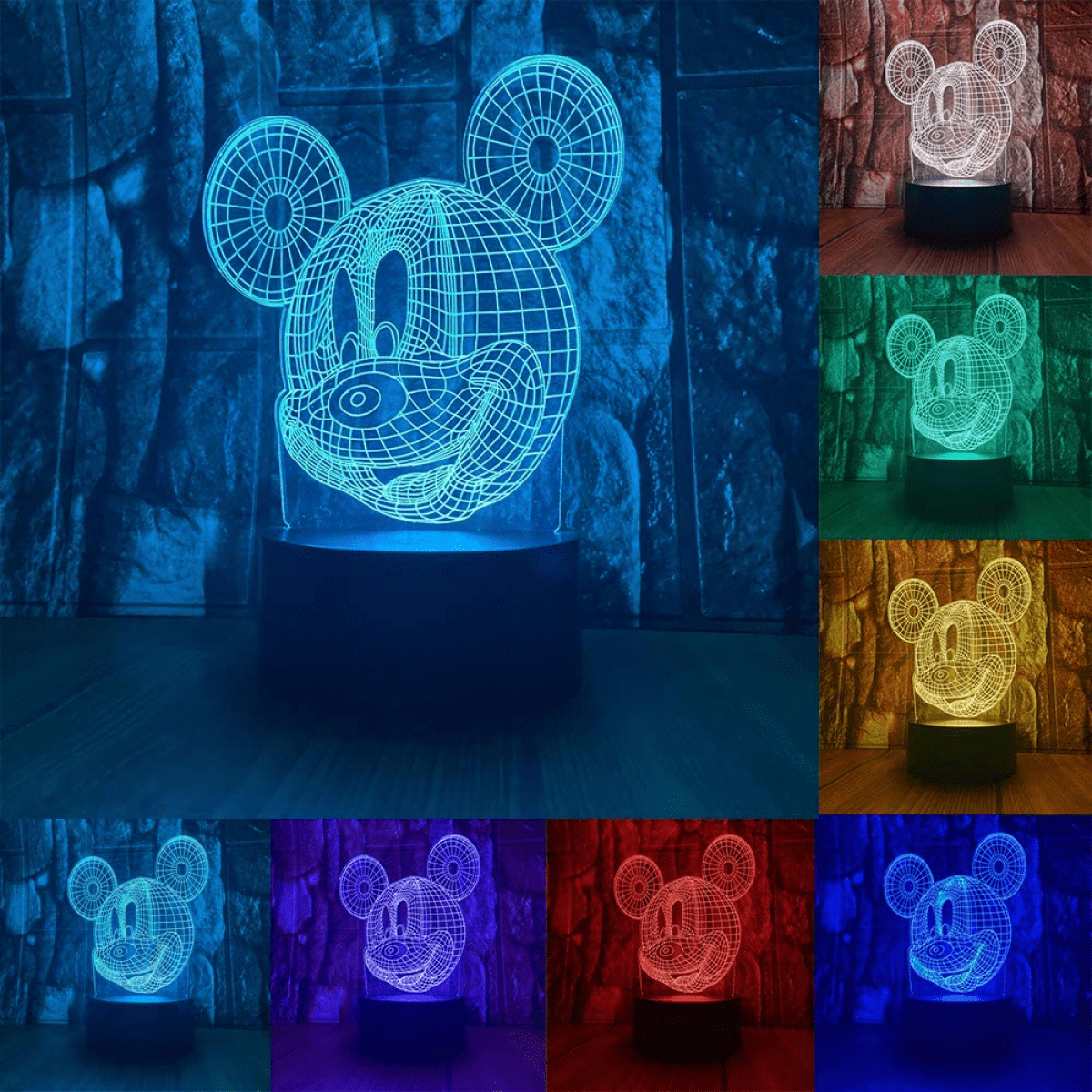 7 Color Changing Deer Shape 3D LED Night Light USB Touch Switch Table Desk Lamp 
