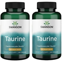 Swanson Taurine - Amino Acid Supplement Promoting Energy Production & Electrolyte Balance - Natural Formula Supporting Heart Health & Wellness - (100 Capsules, 500mg Each) 2 Pack