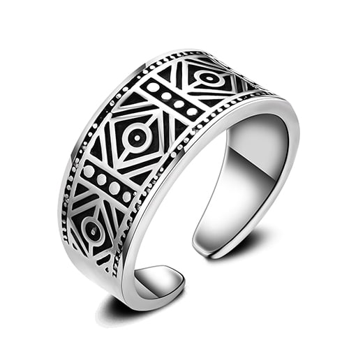 Opolski Women's Men's Vintage Rhombus Open Ring Party Jewelry Finger Knuckle Ring