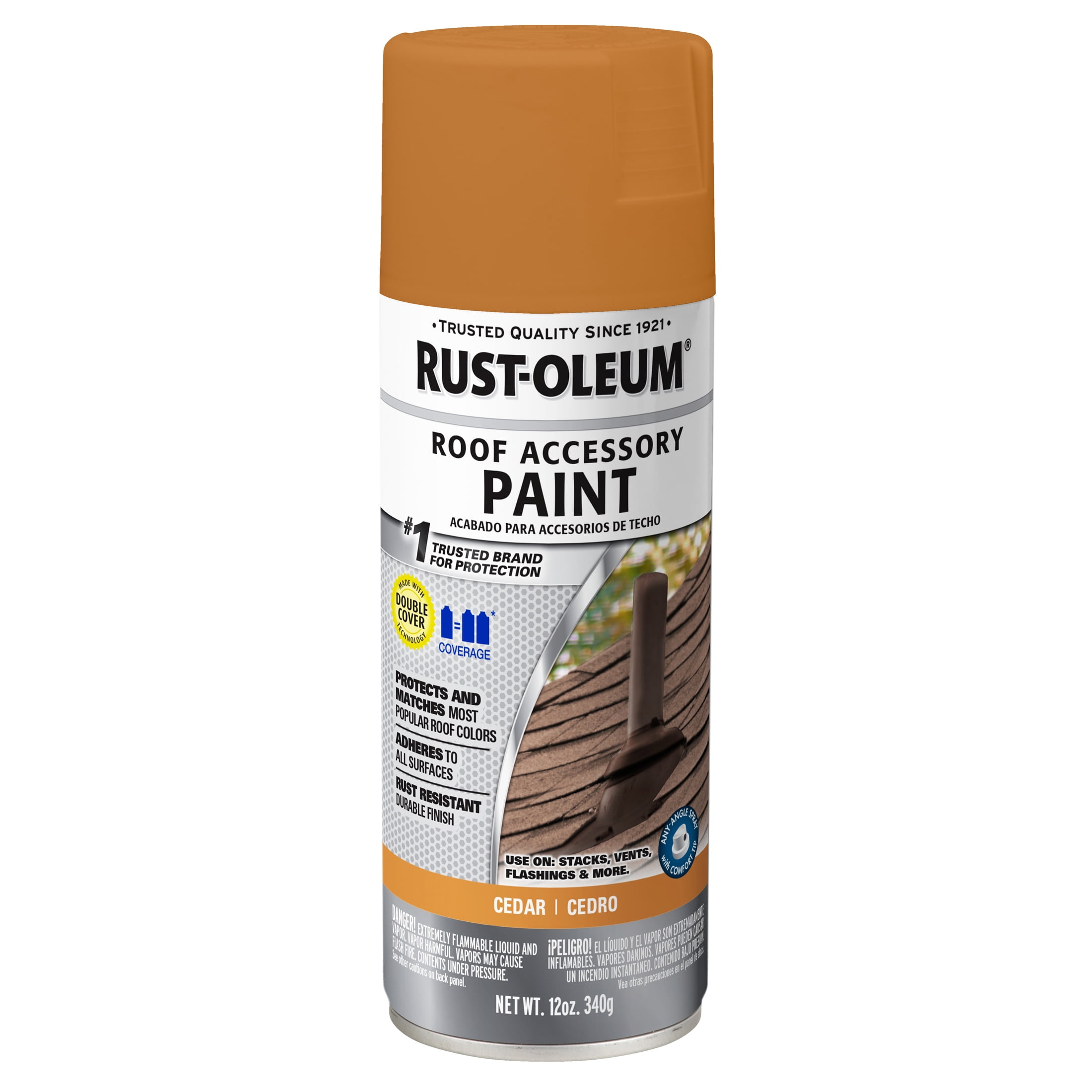 6 Pack, Cedar, Rust-Oleum Roof Accessory Coating Satin Spray Paint- 314061, 12 oz.
