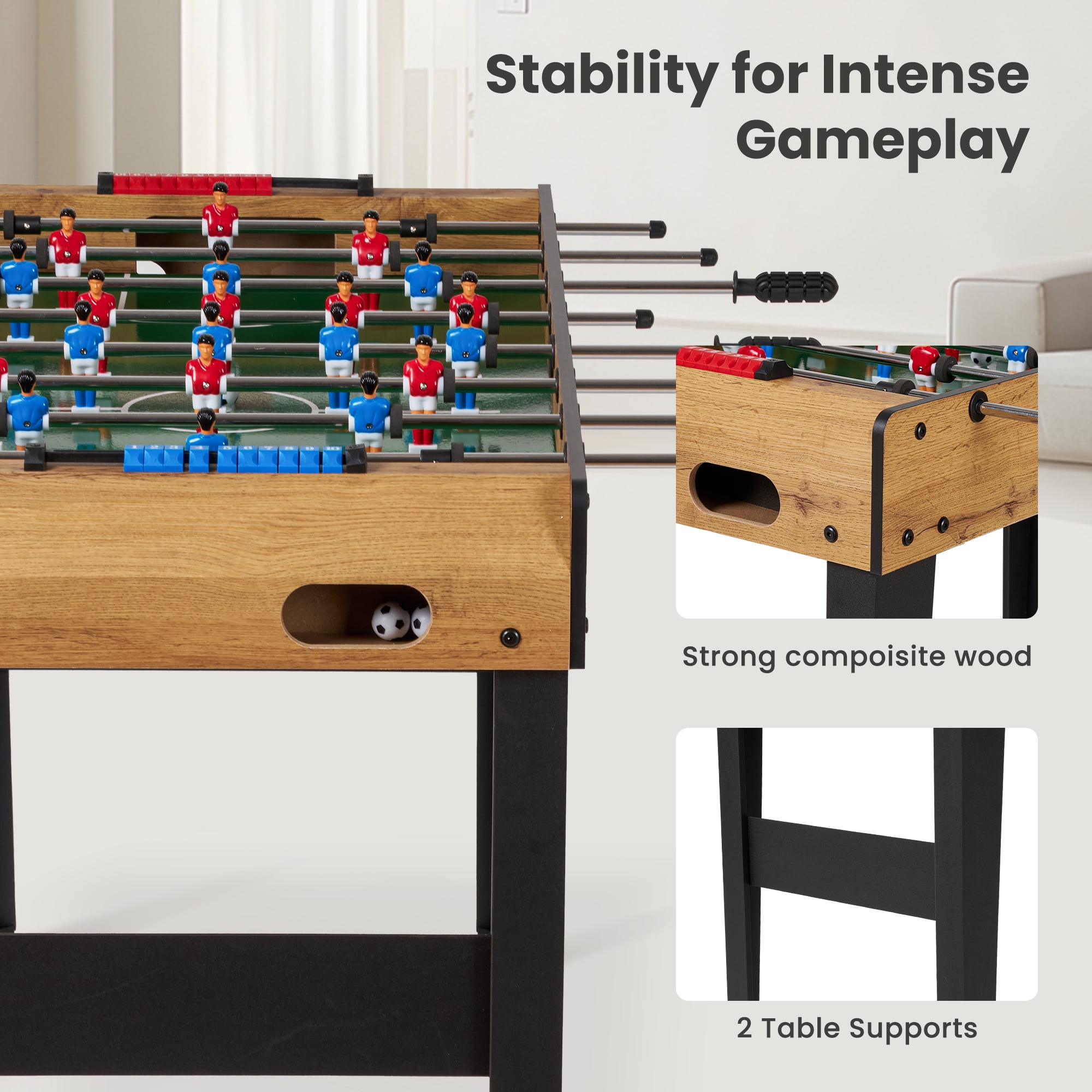 Naipo 48 in Foosball Table Competition Sized Soccer Game Table for Home Game Room Adult Juniors Size with 3 Balls
