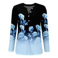 thumbnail image 4 of Blue Women's Long Sleeve T-shirt, Women'S Button Long Sleeve T Shirt Round Neck Casual Tunic Top,Women's Long sleeve T-shirt L, 4 of 5