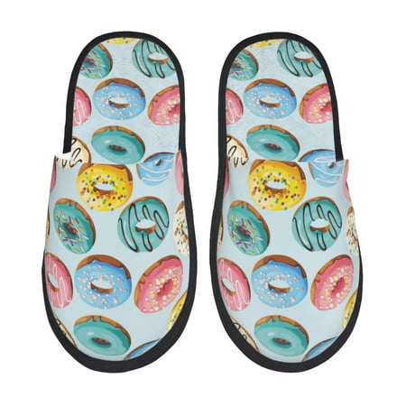 

Slippers for Women/Men - Macaroon Donut Print Soft Plush Warm Slip-on Slippers House Slippers Indoor House Shoes