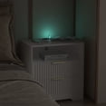 thumbnail image 4 of Mintazer Nightstand with Voice-Controlled LED Light & Charging Station, Bedside Table with 2 Drawer Open Shelf for Bedroom, White, 4 of 7