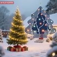 thumbnail image 2 of Stylish Metal Hanging Christmas Tree Wind Spinner - Elegant Dark Blue Design with White Lines & Colorful Stars for Garden Decor, 2 of 6