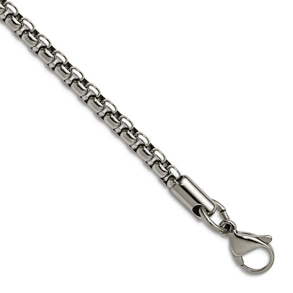 Stainless Steel High Polished 3.9mm Rounded Box Chain Necklace 24 Inch Chain Necklace for Women and Men
