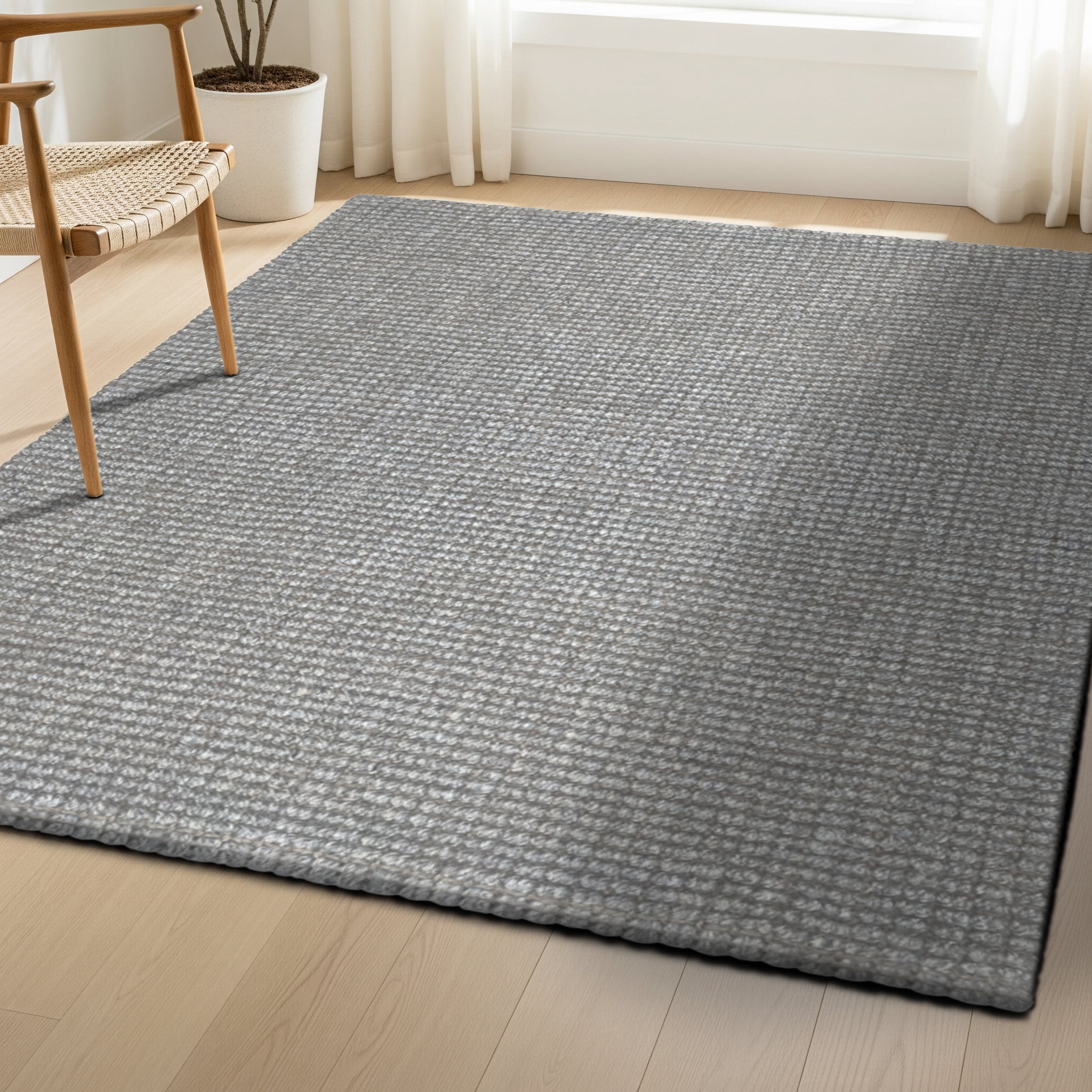 Delara Premium Handwoven Wool and Jute Area Rug, 10' x 14', Natural Boucle, 0.25" Thick, Soft & Durable for Living Room, Bedroom, Entryway