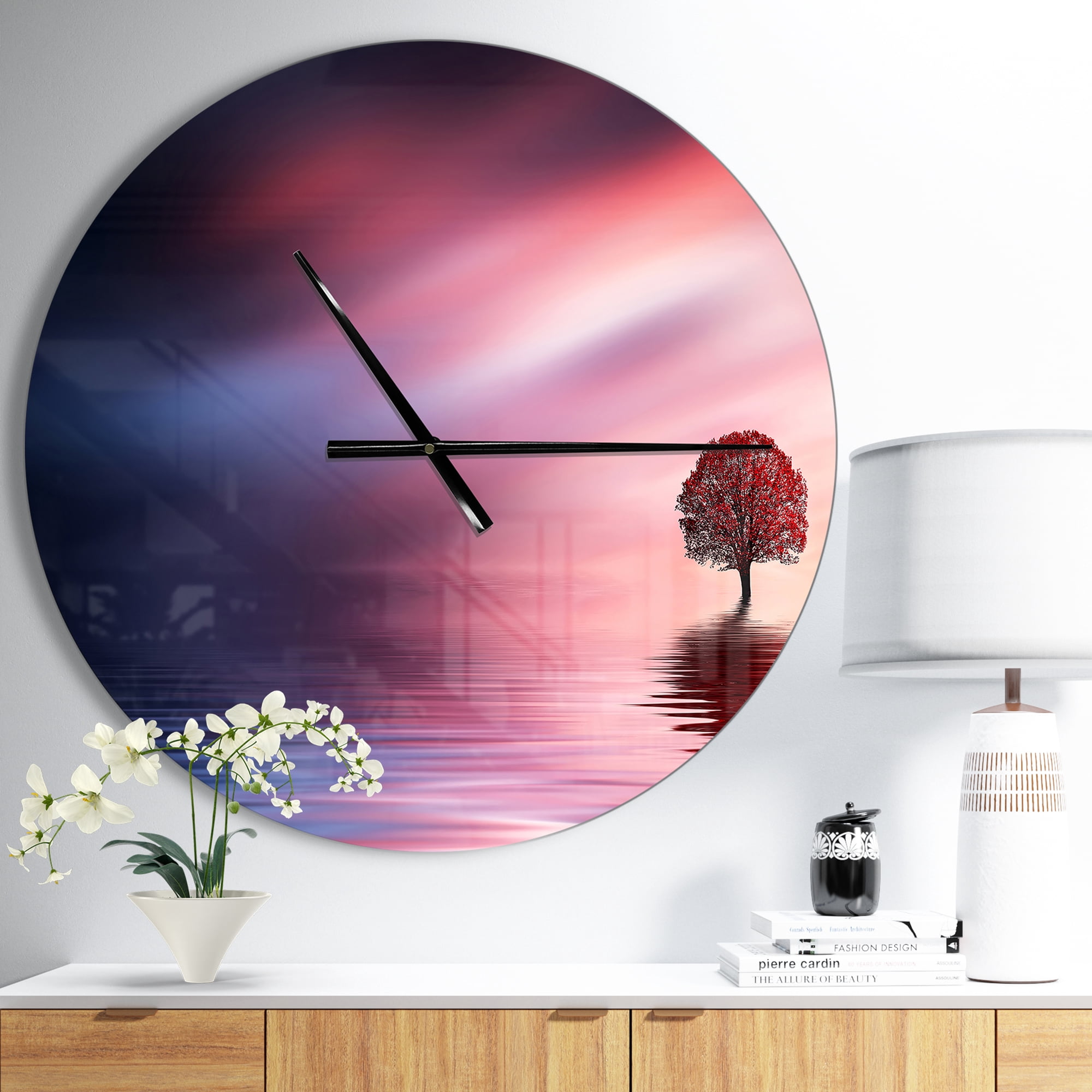Designart 'Astonishing Lonely Tree with Birds ' Modern wall clock