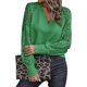 thumbnail image 1 of Blusa verde de otoño/invierno para mujer, talla S, cuello en V, manga larga, ribete de encaje, 1 of 6