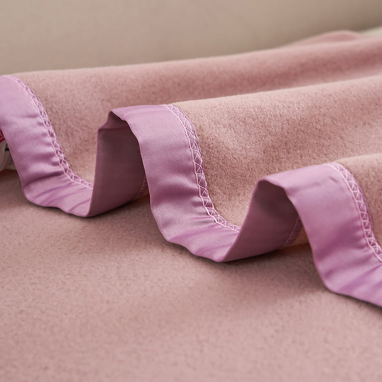 JML Soft Fleece Bed Blanket with Satin Trim, Twin 60x80, Pink 