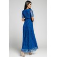 thumbnail image 1 of ABPHQTO Vestido largo con escote en V cruzado en relieve azul para mujer, 1 of 5