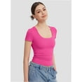 thumbnail image 3 of Womens Basic Scoop Neck Short Sleeve T Shirt Slim Fit Tee Summer Going Out Crop Tops Tight Sexy Shirts, 3 of 6