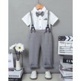 thumbnail image 7 of ZOEREA Boys Clothes Formal Suit Gentleman Wedding Outfit Short Sleeve Shirt with Bow Tie and Suspender Pants 2-10 Years, 7 of 7