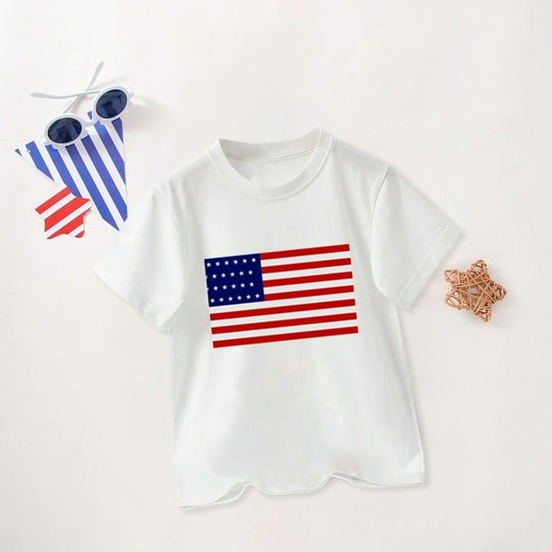 Gibobby ropa Ninos blusas Camisetas del 4 de julio para ninos pequenos camiseta con la bandera americana camisetas patrioticas de manga corta para el Dia de la Independencia Blanco 5 6 Anos Walmart