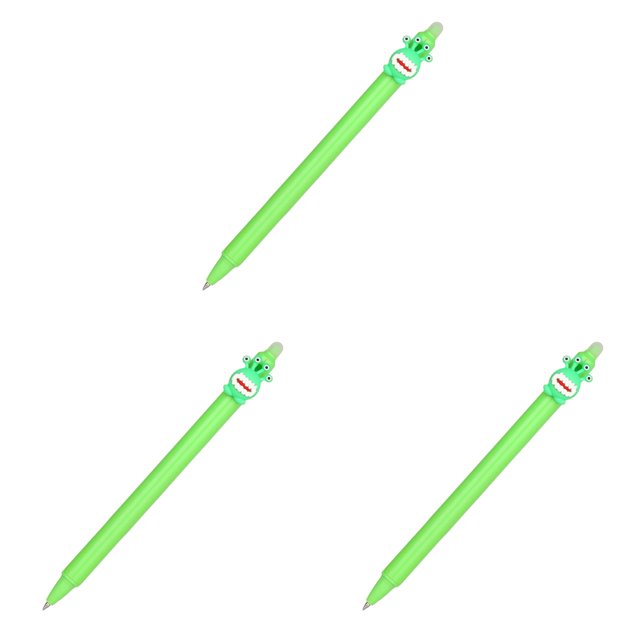 2026 Cute Cartoon Erasable Pen, Character Design with Friction Ink, Fun Writing Tool for Kids to Correct Mistakes, Smooth 0.5mm Tip for School Notes - Green*3