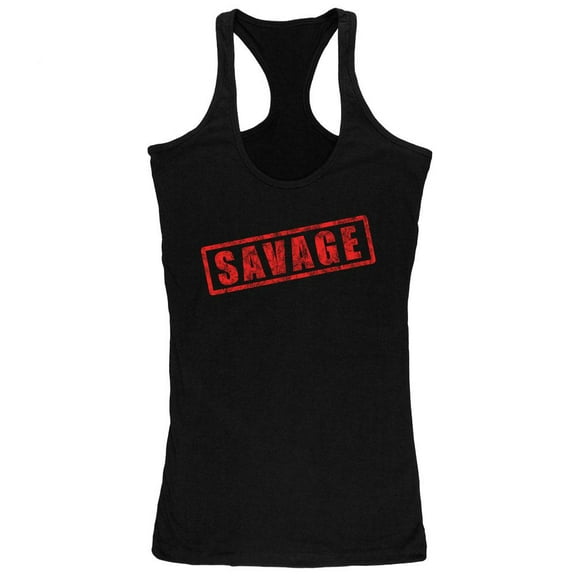 Savage Stamp Red Juniors Soft Tank Top Black 2XL