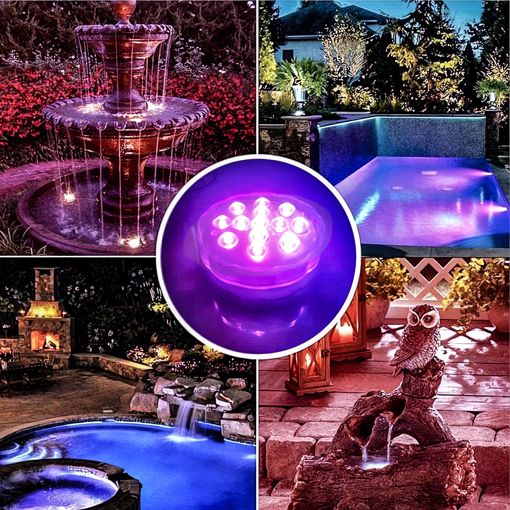 4 Pack pool lights ,Above Ground Pool Light Led Submersible, IP68 Waterproof Inground Pool Light Underwater with Remote, 10 Extra Bright LEDs, 16 RGB Dynamic Color