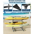 thumbnail image 3 of Kayak Storage Rack for 2-6 Kayaks Freestanding Kayak Rack for Outdoor Storage with Movable Wheels, Heavy-Duty Steel Kayak Hanger Holder with Hanging Straps, 3 of 6