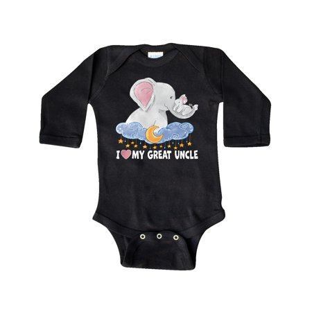 

Inktastic I Love My Great Uncle Cute Elephants with Moon and Stars Gift Baby Boy or Baby Girl Long Sleeve Bodysuit