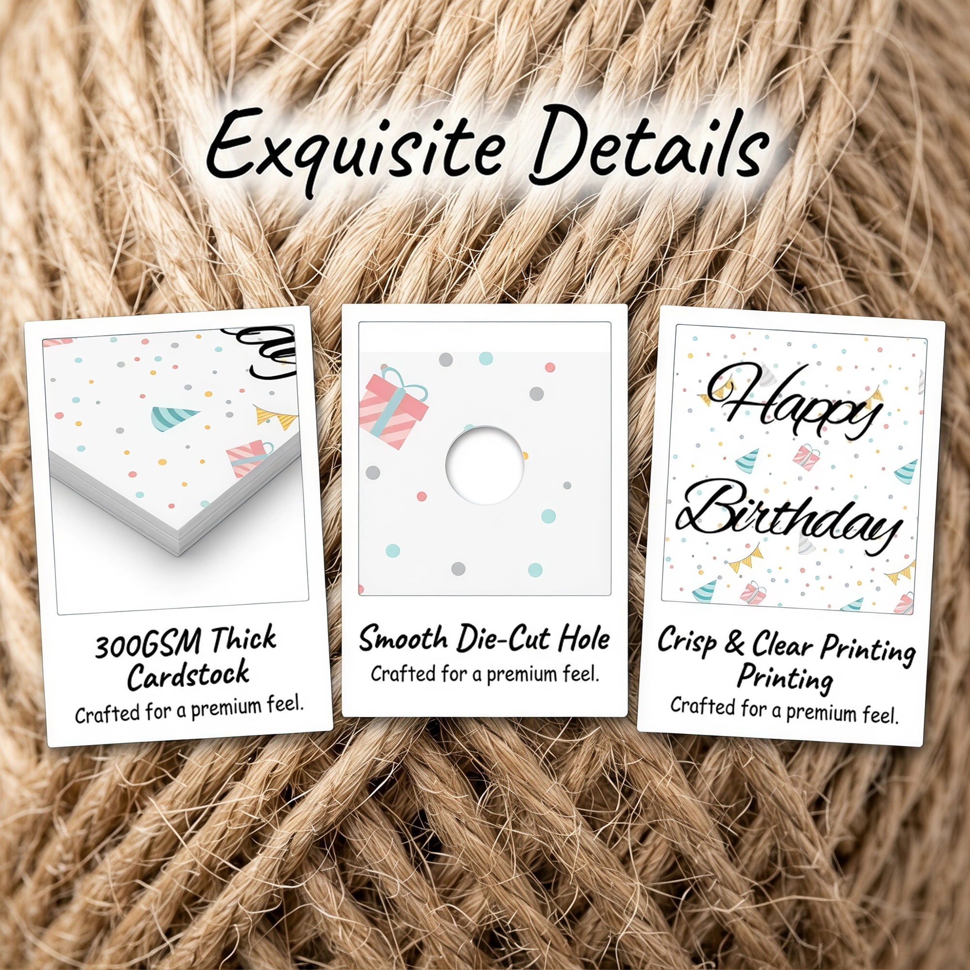 Unique Bargains Vibrant Birthday Gift Tags with Jute Twine Birthday Pattern 2.2" x 3.3"