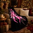thumbnail image 3 of Breast Cancer Awareness Pink Ribbon Lilies, Cozy Friendship Quote Scene, Warm Flannel Blanket for Living Room and Reading Nook, Art Lovers Friendship Gift, Artistic Home Decor, 3 of 9