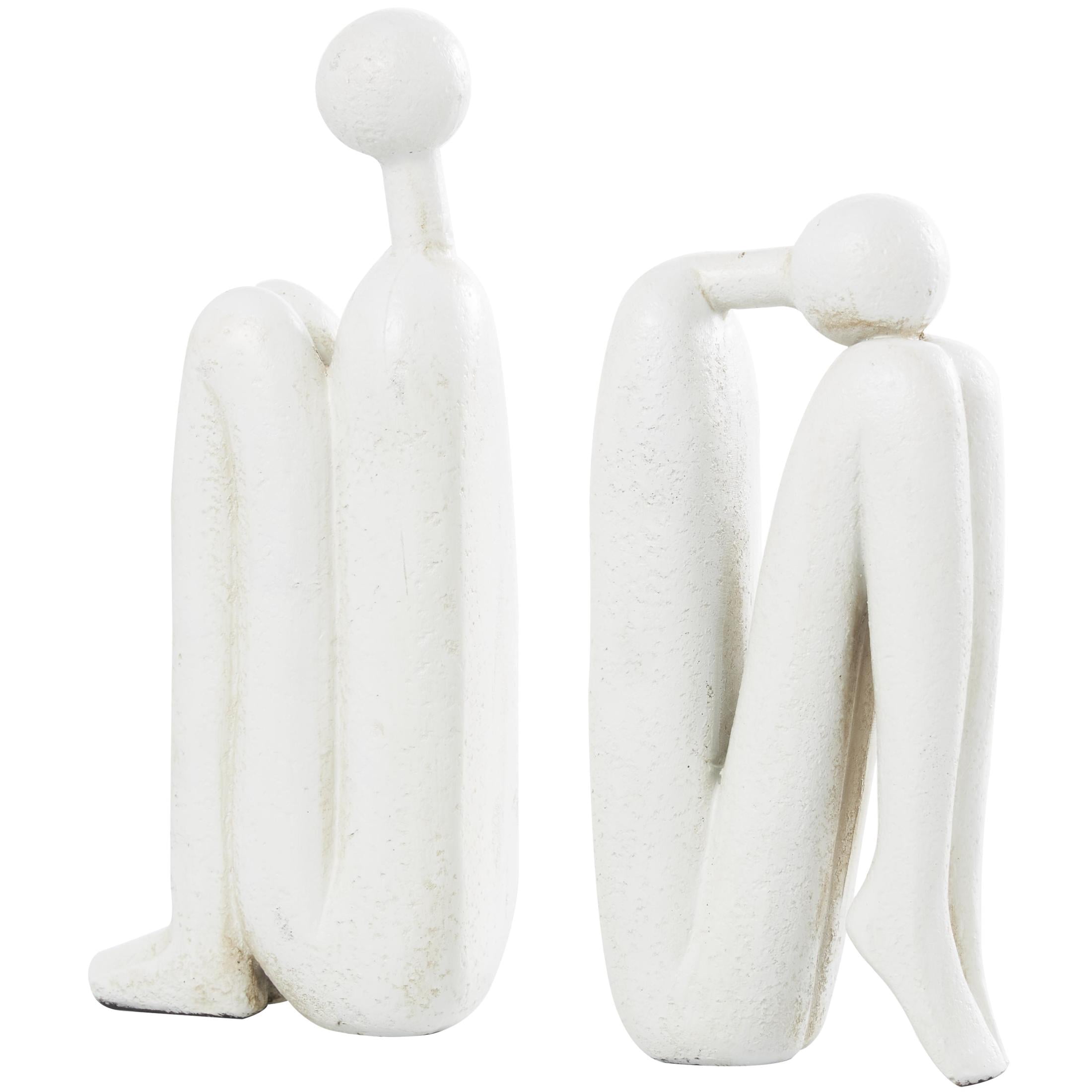 DecMode 4" People White Polystone Bookends (Set of 2)