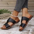 thumbnail image 4 of KIJBLAE Women's Wide Width One Band Open Toe Slide Sandals, Fashion Comfort Casual Outdoor Beach Slippers Spring Summer Black 40, 4 of 8