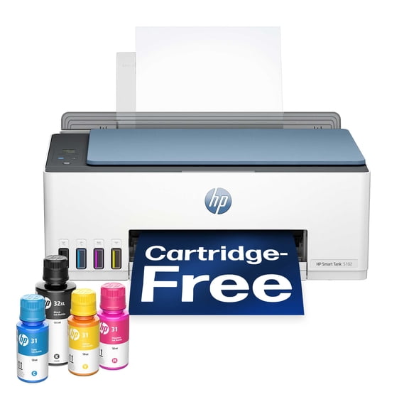 HP Smart Tank 5102 Wireless All-in-One Cartridge-Free Ink Tank Printer, 2 Yrs Ink Incl, Surf Blue