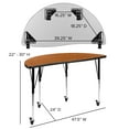 thumbnail image 5 of Flash Furniture Wren Mobile 47.5" Half Circle Wave Flexible Collaborative Oak Laminate Activity Table - Standard Height Adjustable Legs, 5 of 11