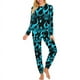 thumbnail image 1 of Conjunto de pijama con estampado integral de llamas azules con fondo de fuego para mujer, 1 of 4