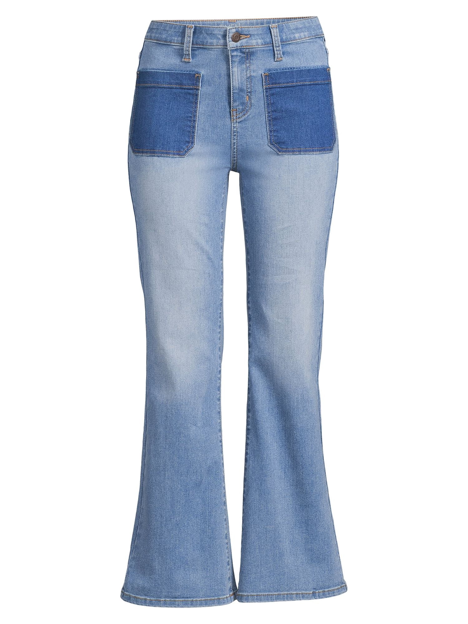 Time and Tru Women's Patch Pocket Flare Jeans