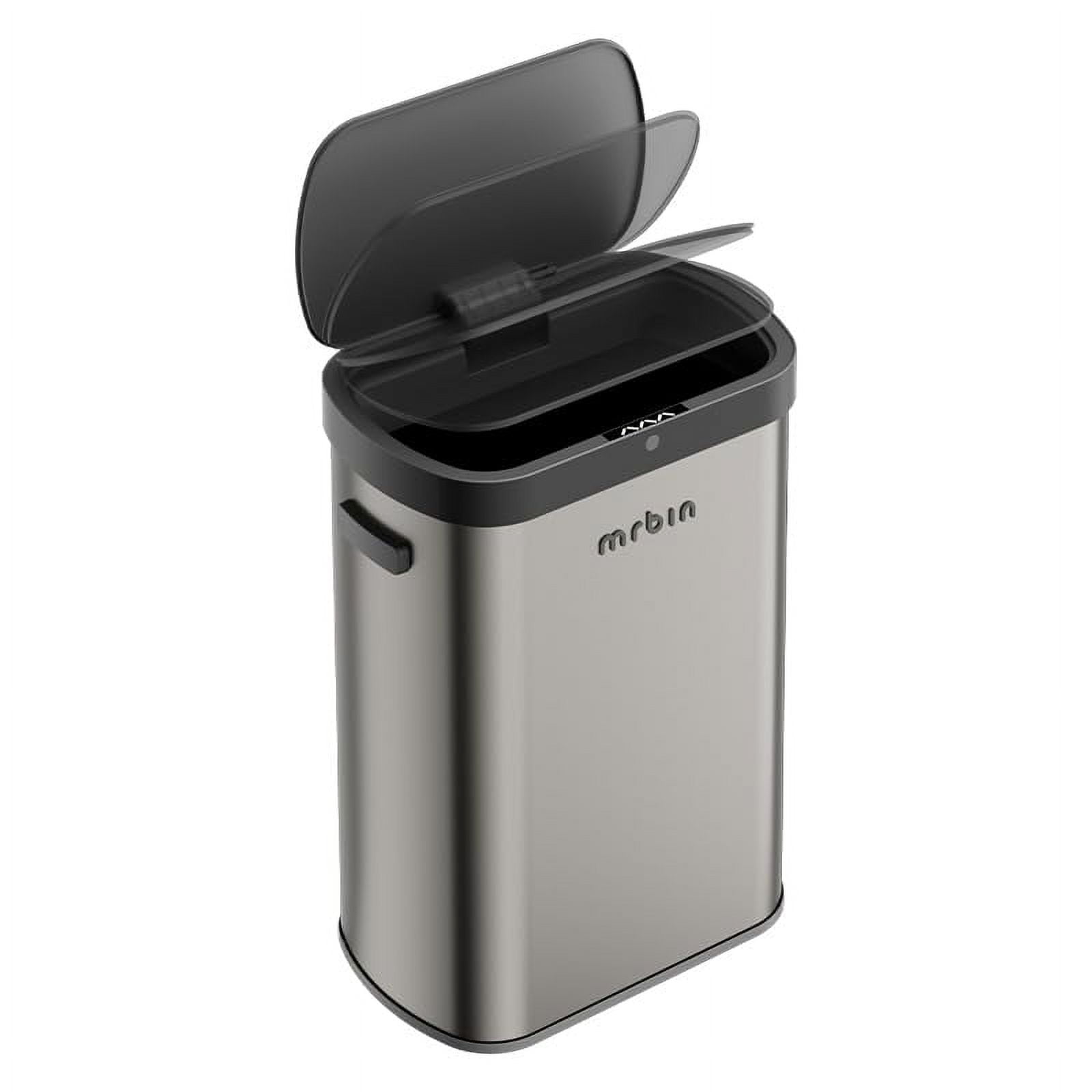 Mrbin 13 Gal Automatic Kitchen Trash Can, Stainless Steel Garbage Can with Lid, Fingerprint Resistant, Gray