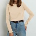 thumbnail image 2 of YUGYXL Cotton Blouses for Women Long Sleeve Sweatshirts Casual Basic Slim Pullover Lightweight Thin Clothes Outdoor Top Beige XXXL, 2 of 5