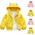 thumbnail image 4 of Odeerbi Kids Girls Winter Coat Cartoon Printed Hooded Jacket Warm Outerwear Overcoat Children's Casual Lapel Zipper Long Sleeve Hooded Cardigan Coat Yellow, 4 of 4