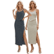 thumbnail image 1 of Pack De 2 Conjuntos Rayados Blusa de Tirantes y Falda Larga con Abertura Chic para Mujer, 1 of 5