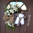 thumbnail image 1 of Corona de Pascua con lazo de arpillera cruzada, corona rústica de vid, decoración de primavera, decoración de granja, decoración de pared para el hogar, regalo DIY, corona de Pascua para puerta de, 1 of 6