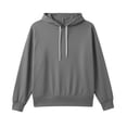 thumbnail image 5 of Womens Oversized Boxy Cropped Hoodie Drop Shoulder Top with Contrast Metal Tip Drawstring Balloon Cuffs & Pocket Free Design, Casual Lounge Pullover, 5 of 5