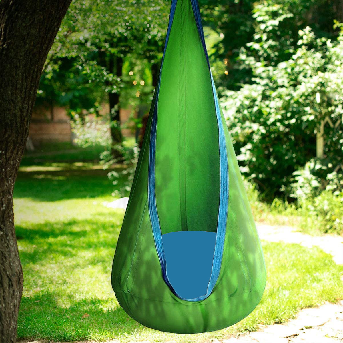 Kids Portable Outdoor Garden Hanging Chair Swing Chair With Inflatable Cushion 