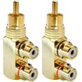 thumbnail image 1 of Adaptateur Diviseur Rca Y Angle Droit, Plaqué Or 90 Degrés Rca Mâle vers 2 Jack Femelle Rca Audio Vidéo Diviseur Tv Adaptateurs Av Connecteur en Métal (2 Pack/1 à 2), 1 of 5