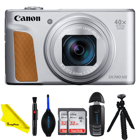 Canon Powershot SX740 HS 4K Video Digital Camera (Silver) - BuzzPhoto Beginner Bundle