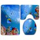 thumbnail image 1 of ABPHQTO Reino de los peces submarinos del océano Juego de alfombras de baño de 3 piezas Alfombra de baño Alfombra de contorno y tapa de inodoro, 1 of 2