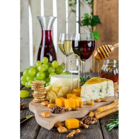 LAMINATED POSTER Gastronomy Snacks Cheese Wine Cheese Plate Poster Print 24 x