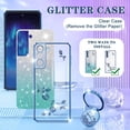 thumbnail image 4 of (3in1 for Samsung Galaxy S21 FE 5G Case Glitter Sparkly Women Girls Sparkle Girly Bling Shiny Phone Cover Cute Flowers Floral Design with Ring Pretty Blue Cases for Samsung S21 FE 5G 6.4'', 4 of 6
