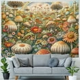 thumbnail image 4 of Orinice Flowers Mushrooms Rainbow Tapestry Wall Hanging Unique Style for Home Decor Living Room Bedroom Dorm Apartment Farmhouse 50x40inch, 4 of 6